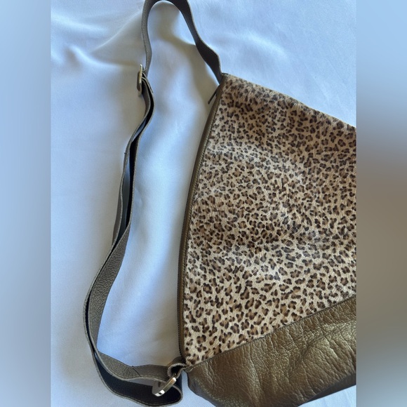 Vintage Xavier Danaud Leopard Faux Fur Leather Sling Bag Made in France - Picture 3 of 11